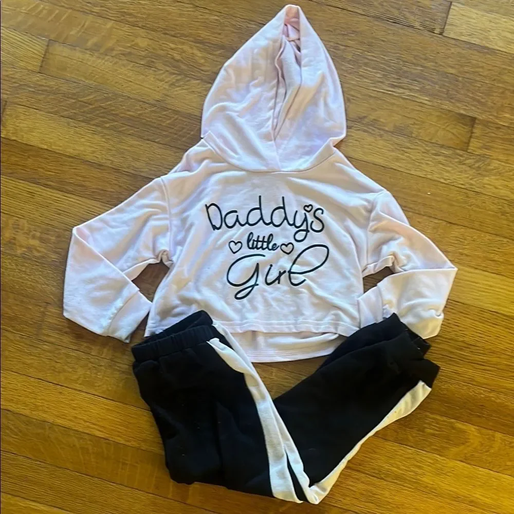 Pink and Black Hoodie and Pants Set